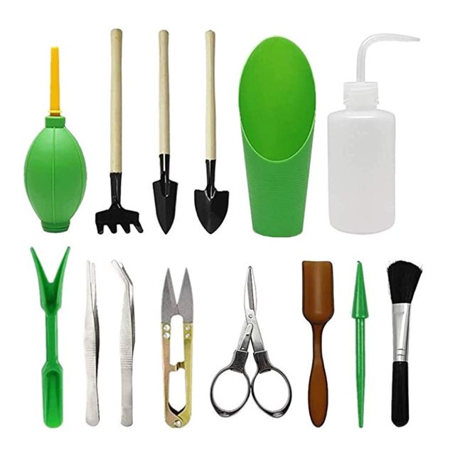 Herramientas suculentas, tapetes para plantas de jardinería, mini herramientas de jardinería, perfectas para los amantes de la jardinería suculenta, 14 piezas TUNC Sencillez