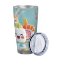 thumbnail image 2 of Fotbe Kawaii Sushi Characters Delight Pattern 20 oz Tumbler Stainless Steel Vacuum Insulated Coffee Ice Cup Double Wall Travel Flask Leak-proof Coffee Cup-Straw Three-piece Set, 2 of 8