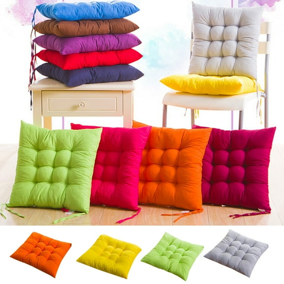 Happy Date Chair Cushions for Dining Chairs, Square Thick Chair Pads with Ties Non Slip, Soft and Comfortable Seat Cushions for Kitchen Dining Office Chair