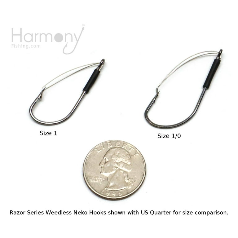 Harmony Fishing - Razor Series Weedless Neko Hooks Size 1/0 10 Pack