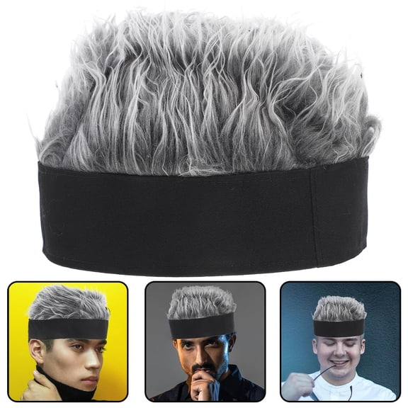 Minkissy Adjustable Grey Hip Hop Hat for Outdoor Sports Fashionable Hat with Wig Design