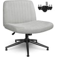 thumbnail image 3 of Neo Chair Office Chair Armless Criss Cross Legged Chair with Wheels, Comfy Home Office Desk Chairs, Adjustable Swivel Padded Fabric Vanity Task Computer Chair, 3 of 6