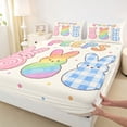 thumbnail image 4 of Erosebridal Rainbow Cartoon Rabbit Girls Bed Sheets,Happy Easter Theme Colorful Polka Dots Kids King Sheets 4-Piece, 4 of 6
