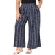 thumbnail image 4 of Pantalones Palazzo de Talla Grande para Mujer Agnes Orinda, Rayas Boho, Pantalones de Pierna Ancha, Estilo Paper Bag, Casual de Playa, Verano, Talla 1X, Azul Marino, 4 of 6