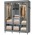 thumbnail image 1 of SortWise Portable Closet Wardrobe, 49inch Wide Non-Woven Fabric Clothes Organizer with 2 Hanging Rails and 8 Storage Shelves, Grey, 1 of 7