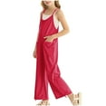 thumbnail image 5 of ZACPNCV Girls Casual Jumpsuits Spaghetti Strap Sleeveless Loose Romper Long Pants with Pockets Kids Clothes Hot Pink 5-6 Years, 5 of 8