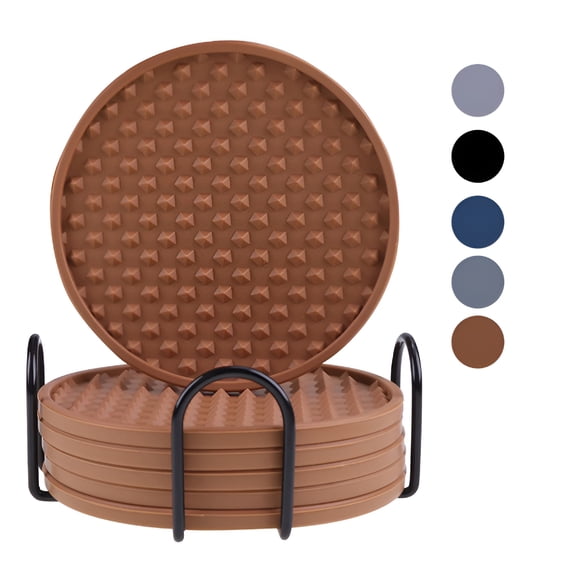 ACDANC 2026 New Coasters for Drinks,Non-Slip Deep Groove Cup Mat,Heat Resistant Coasters for Coffee Table,Set of 6 (Coffee)