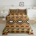 thumbnail image 2 of jejeloiu Aztec Rhombus Triangle Full Size Comforter Sets,Bohemian Exotic Style Bedding Comforter Set,Brown Retro Geometric Bedding Sets For Men Women,Microfiber Bedroom Decor Reversible,3pcs, 2 of 8