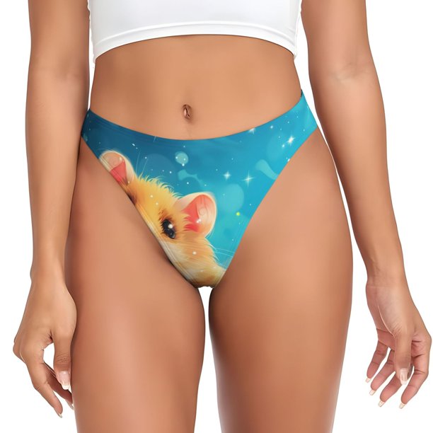 Fotbe Cloud Cute Hamster Tanga Sin Costuras para Mujer con Estampado – Panties Invisibles, Transpirables y Cómodos para Uso Diario-Medium