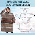 thumbnail image 4 of Oversized Wearable Blanket Hoodie,Brown Boho Geometric Triangles and Rhombuses Pattern Sherpa Blanket Hoodie with Super Pockets,Super Warm Fuzzy Pullover for Women & Men, 4 of 6
