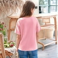thumbnail image 3 of Inglocry Girls Short Sleeve Oversized T Shirts Kids Summer Crewneck Tops Basic Tees 5-14 Years Pink 150, 3 of 5