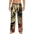 thumbnail image 2 of Lsque Gothic Eastern Floral Skull Print Men's Pajama Pants, Lounge Pant - Comfortable Home Wear,Elastic Waistband, Stylish Design-, 2 of 9
