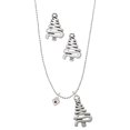 thumbnail image 1 of Delight Jewelry Silvertone Mini February - Purple Crystal Heart Silver tone Zig Zag Christmas Tree Charm Necklace and Stud Earrings, 1 of 4