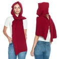 thumbnail image 5 of Basico Hooded Scarf for Women, Cozy Balaclava Winter Scarves with Hoodie (Red Burgundy), 5 of 8