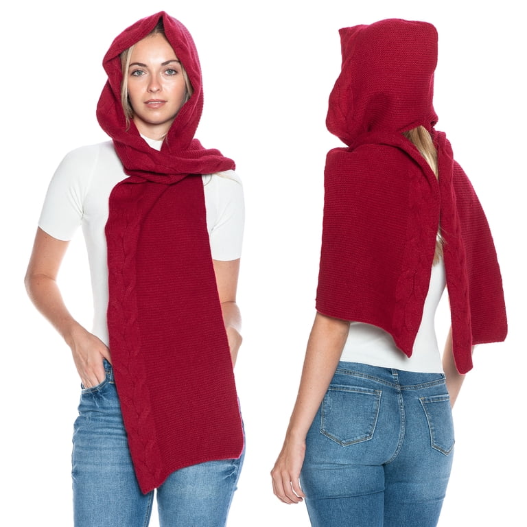 Cozy Burgundy Balaclava Hood Hand-knitted Burgundy Merino Wool Balaclava, Cozy Chunky  main image 3