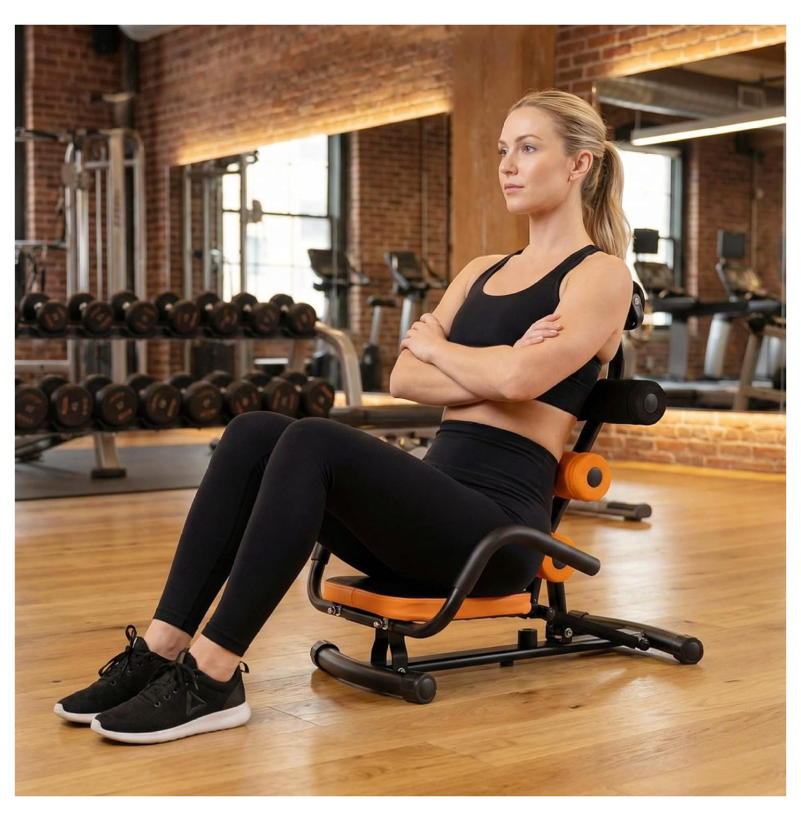 Ab Machine, Adjustable Sit Up Exercise Equipment with Foam & Handle, Multifunctional Workout Ab Trainer for Home Gym, Muscle Exercise Press for Men Women