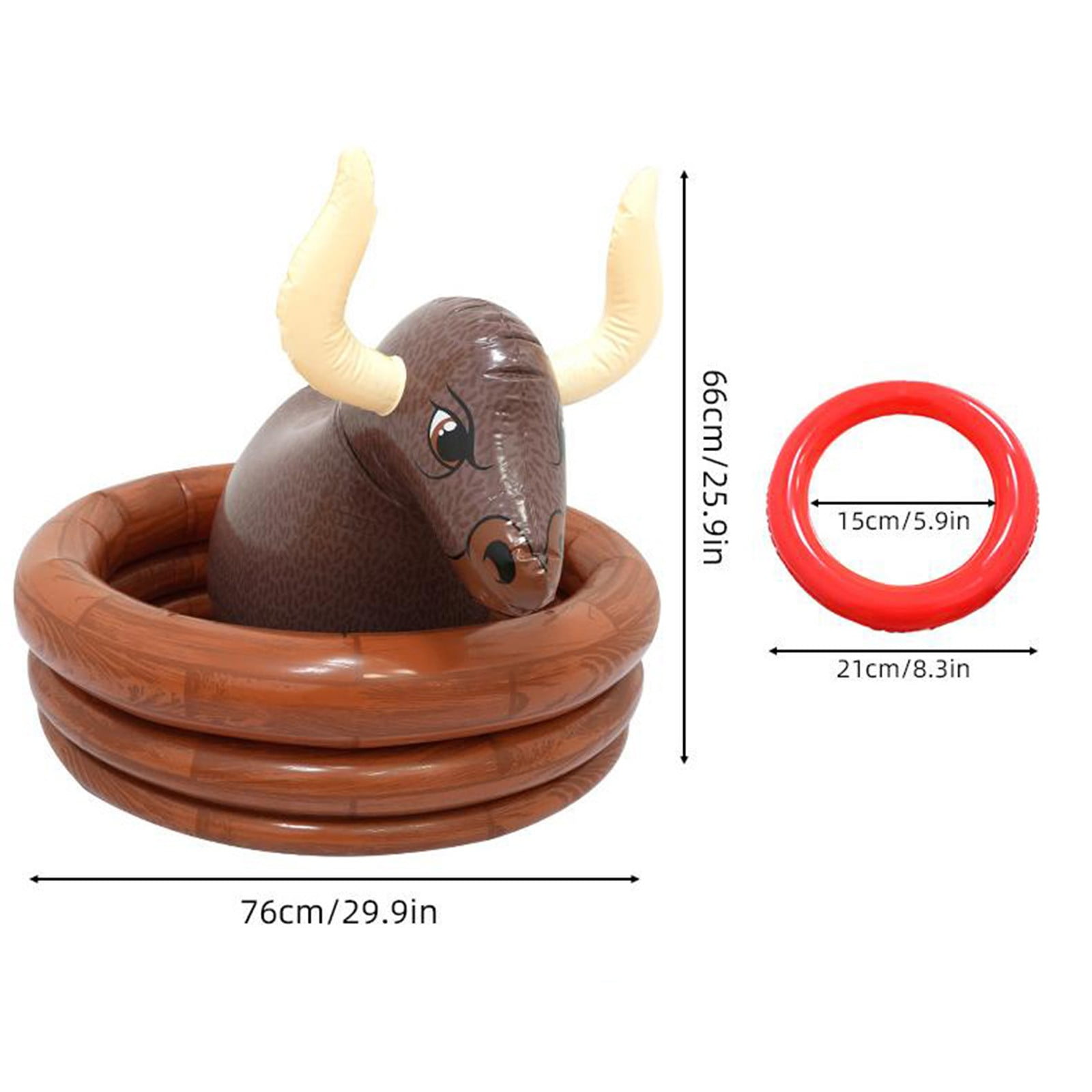 Inflatable Water Bull Ice Bucket - with Rings Toss, Bull Cooler Beverage Serving Container - Ideal for Beach, Pool, Camping Interactive Gamesch
