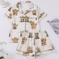 thumbnail image 2 of Pajamas for Women Set Short Sleeve Cow Printed Shirts Wide Leg Elastic Shorts Sleepwear Outfit, 2 of 4