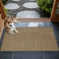 thumbnail image 4 of Brown 2x3 Door Mat Rug, Farmhouse Burlap Solid Beige Color Modern Linen Texture Non-Skid Rubber Backing Large Rectangle Rugs - Living Room Bedroom Home Office, Indoor Floor Mat Carpets Washable Rug, 4 of 9