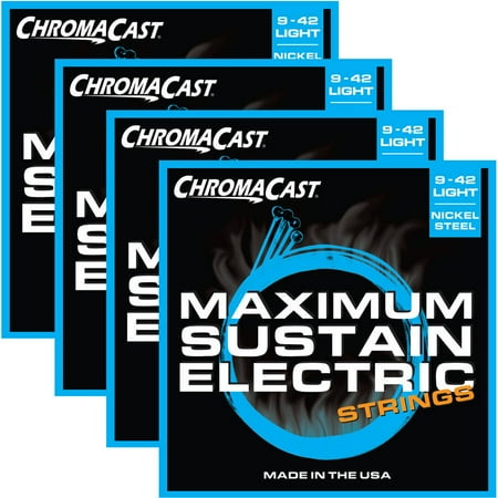- ChromaCast Maximum Sustain Light Gauge(.009-.042) Electric Guitar Strings, 4 Pack