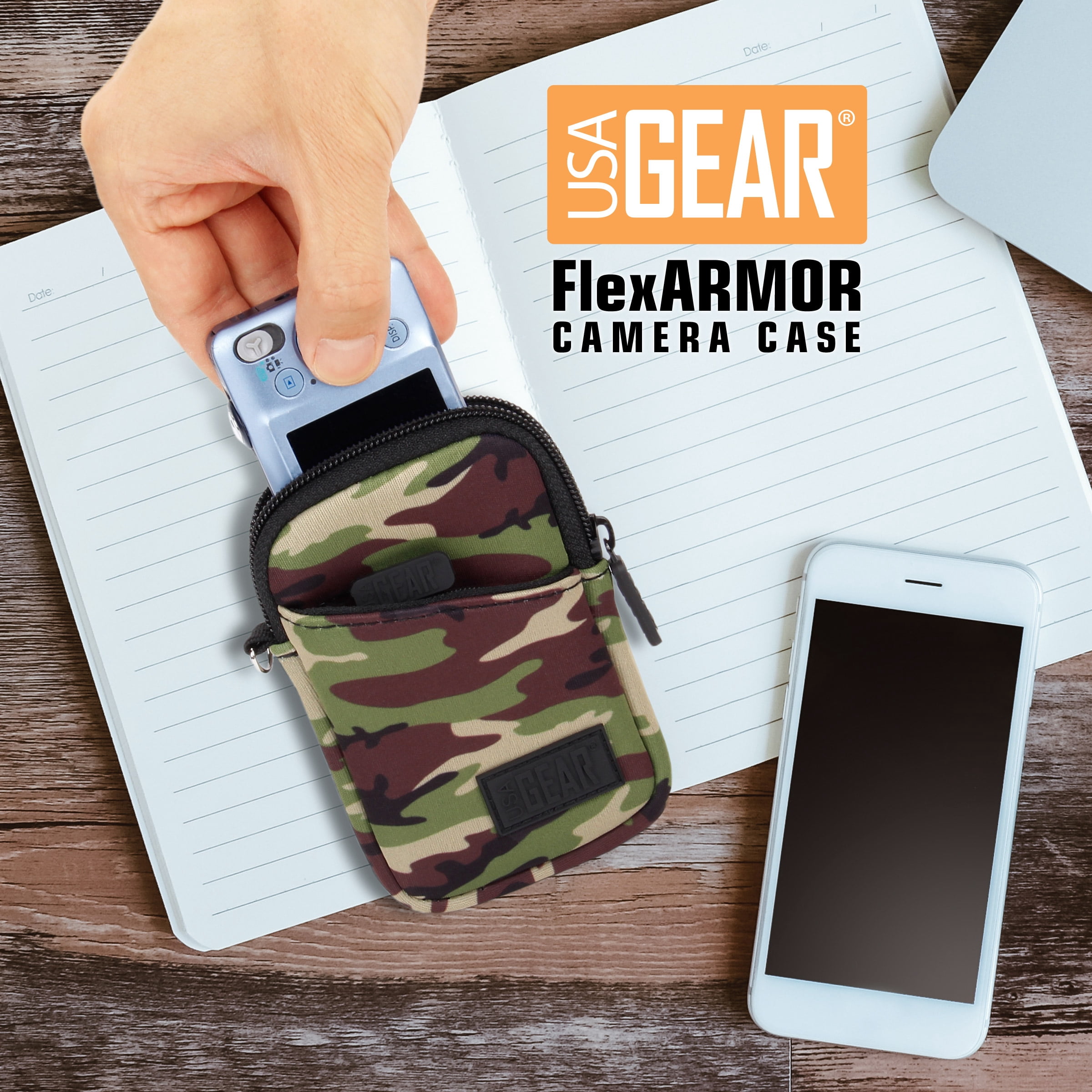 USA Gear Compact Camera Case Bag, Camo Green
