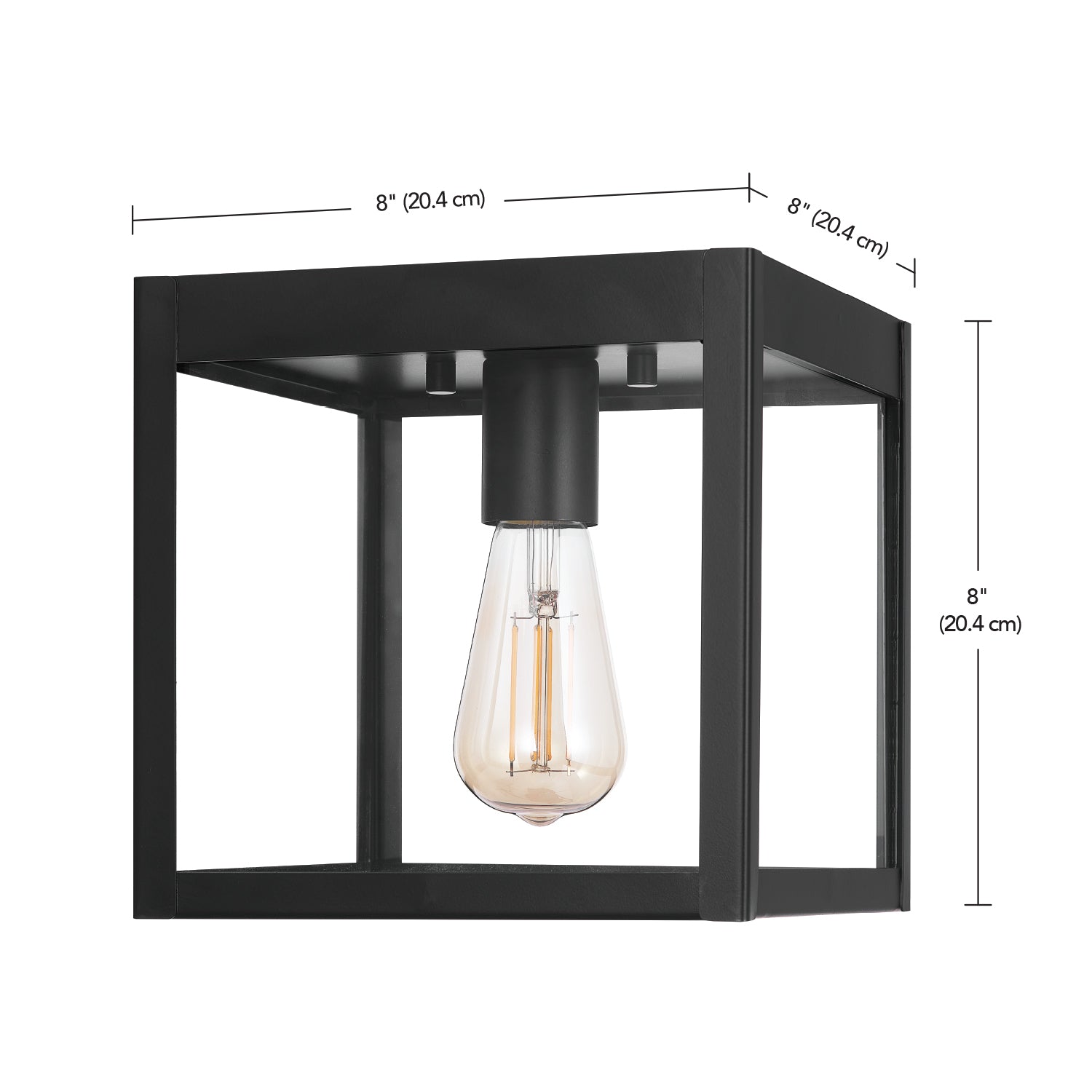 Globe Electric Sasha 1-Light Matte Black Outdoor Flush Mount Ceiling Light with Clear Glass Shade