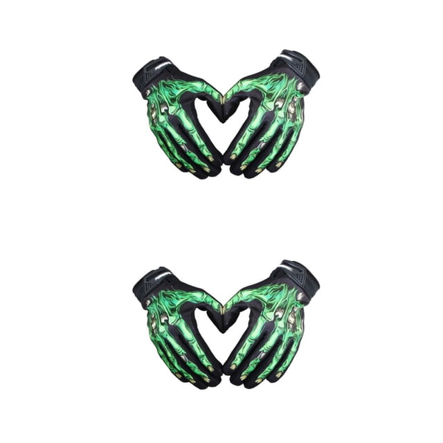 kurtrusly Breathable And Comfortable Full Finger Riding Gloves For Motorcycle Cycling Lightweight And Shockproof Nylon Durable green L 2Set