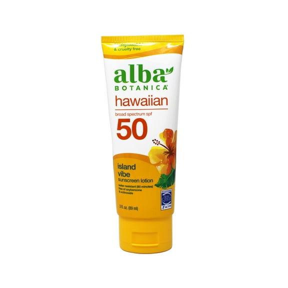 Alba Botanica Hawaiian Sunscreen Lotion SPF 50, Island Vibe, 3 fl oz - 2 Pack