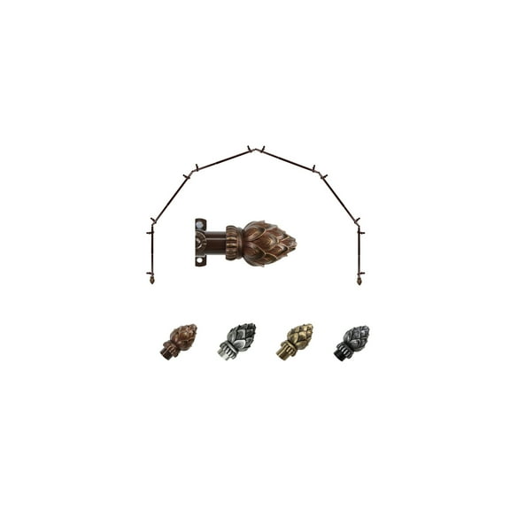 Retro Bay Window Curtain Rod - 6-Sided Corner Rod, Satin Nickel Finish - Drapery Hardware