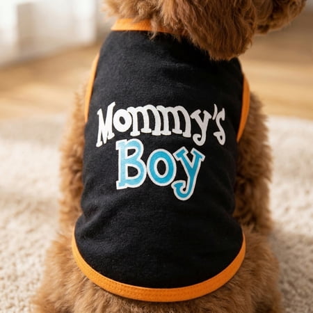 Small Male Dog Summer Clothes Black Mommy s Boy Extra Small Puppy Tank Top Dog Apparel for Teacup Chihuahua Frenchie Weiner Dogs