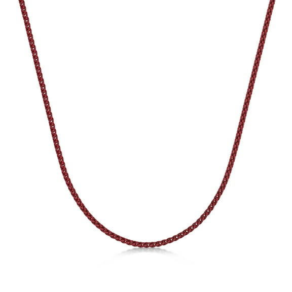 Metro Jewelry Red Acrylic Coated Stainless Steel 3MM Link Chain Necklace - 24 Inch