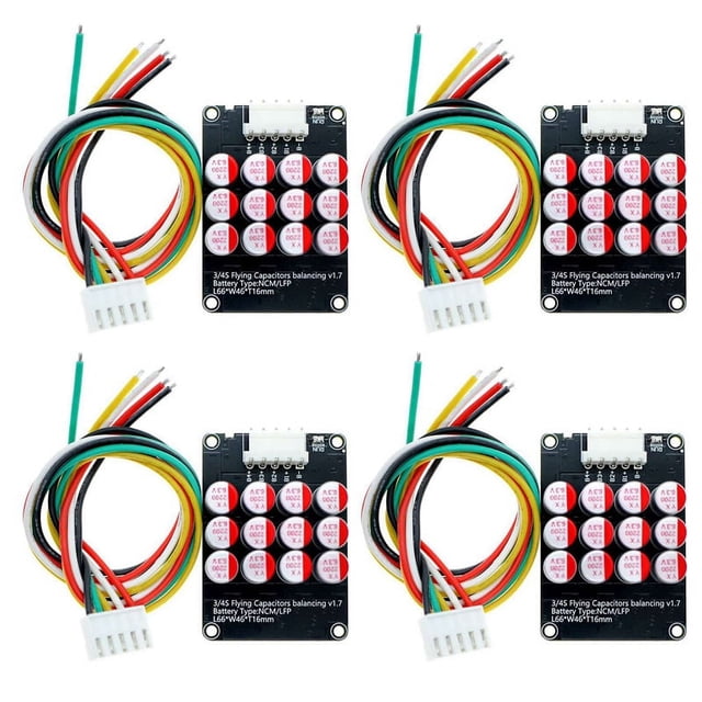 4PCS 4S Active Equalizer Balancer Lifepo4 / Lipo/ LTO Battery Energy Equalization Capacitor Board,4 ,Black