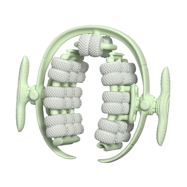 Rodillo de masaje de 40 ruedas, rodillo para piernas, portátil, de mano, con abrazadera para piernas, práctico para fascia Verde claro