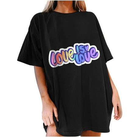 

Crop Tops for Women Tunic Tops Women s Short Sleeve Valentine s Day Printed Casual Top Pullover T-shirt Womens Workout Tops Black Shirts for Women New Arrival Black XL