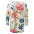 thumbnail image 4 of PuLe Women's Top 3/4 Sleeve Tunic Tops for Women Summer Floral Print Tees Shirts Womens Crew Neck 3/4 Sleeve Basic T-Shirts, 4 of 5