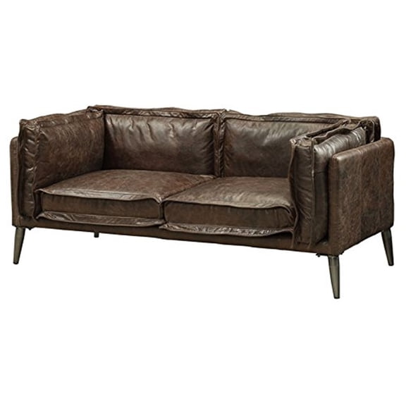 ACME Porchester Leather Loveseat in Distress Chocolate