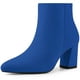 thumbnail image 1 of Botines de tacón grueso con cremallera lateral y punta en punta para mujer Azul oscuro 37, 1 of 6