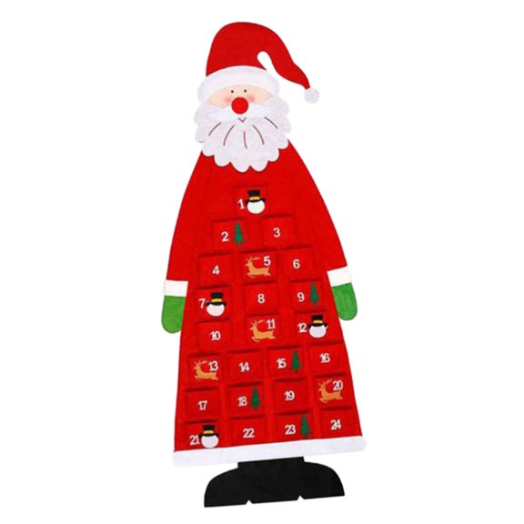 Calendario de Adviento con forma de Papá Noel, colgante hecho a mano, regalo para niños, tela de fieltro para oficina, adornos para habitación de niño Rojo