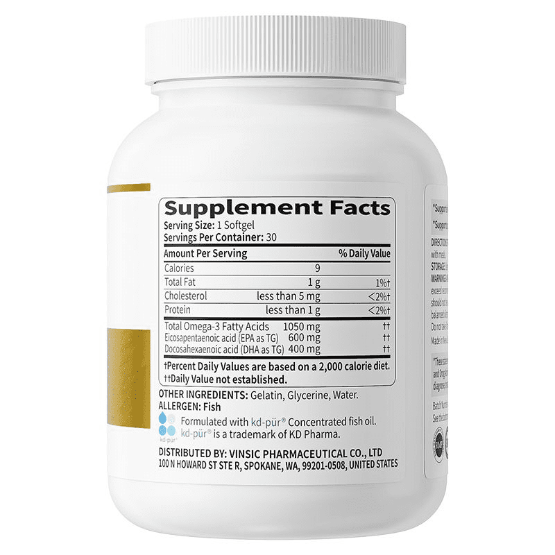 Vinsic Omega-3 Fish Oil 30 Capsules | High EPA & DHA Fatty Acids to Support Overall Wellness & Healthy Circulation | Premium New Zealand Made Supplement