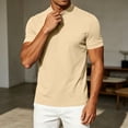 thumbnail image 4 of TKKCS Mens Mock Neck Short Sleeve T-Shirt- Lightweight Summer Casual Stretch Daily Wear Slim Fit Basic Tee Khaki Size L, 4 of 7