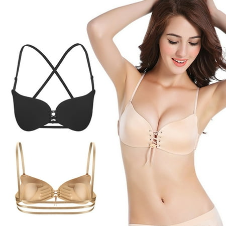Masteelf Drawstring Smooth Adjustable Bra Backless Bra Women Underwear Lingerie B Cup (Black)