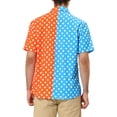 thumbnail image 3 of MODA NOVA Big & Tall Men's Summer Polka Dots Patchwork Hawaiian Shirt Blue Orange XL, 3 of 6