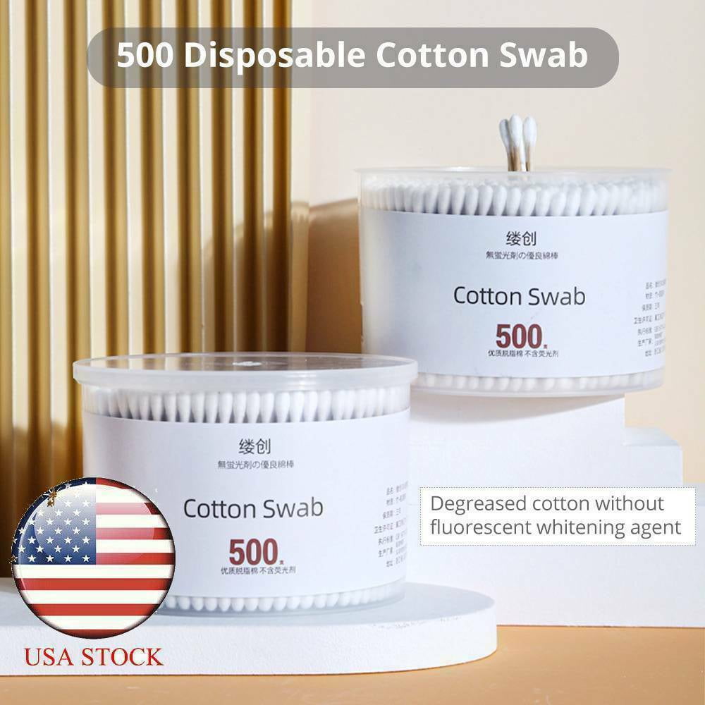 500 Pcs Makeup Disposable Double Tip Cotton Buds Applicator Wooden