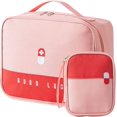 thumbnail image 1 of 2pcs Portable First Aid Kit Medical Box Cloth Storage Box Family Portable Storage Bag Medicine Box Storage Cases for Home Travel Camping (Pink), 1 of 5