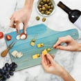 thumbnail image 4 of Ocean Cutting Board, Sunny Summer Day at the Sandy Beach Tranquil Calm Shore Sea Horizon Image Artprint, Tempered Glass Cutting and Serving Board, Wine Bottle Shape, Blue Cream, by Ambesonne, 4 of 5