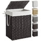 thumbnail image 1 of Cesta tejida a mano, cesta de ropa de ratán sintético de 23.8 galones (90 l), con tapa y asas, plegable, bolsa de forro extraíble, color negro, 1 of 9