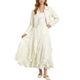 thumbnail image 3 of Wxolcjlv Womens Ruffled Lace Maxi Skirt Elastic Waist Flowy Layered Cut Skirts, 3 of 8