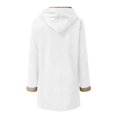 thumbnail image 5 of Women's Mid-Length Fleece Jacket, Plush Lined Hooded Coat, Unique Cone Button Design, Casual Winter Outerwear, Cold Weather Layer White XXL, 5 of 7