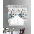 thumbnail image 3 of Ocean Turtle Swag Valances for Windows, Coastal Blue Starfish Shell Conch Wood Grain Rod Pocket Sheer Valances for Windows, Swag Toppers Light Filtering for Kitchen Living Room 2 Panels 36''x36'', 3 of 6