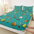 thumbnail image 4 of Erosebridal Boys Girls Happy Camping Full Size Sheets 4-Piece,Music Orange Guitar Bed Sheets For Kids Teens, 4 of 5